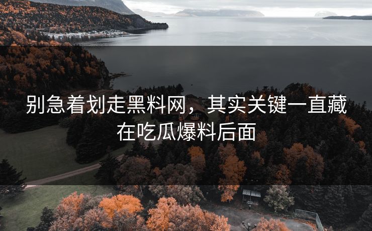 别急着划走黑料网，其实关键一直藏在吃瓜爆料后面