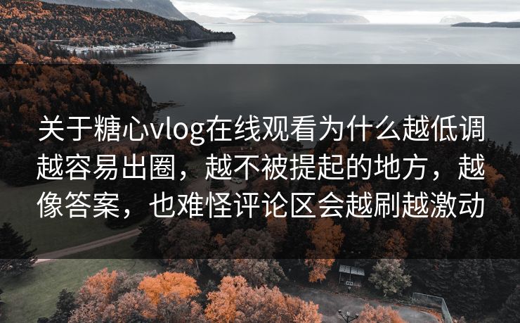 关于糖心vlog在线观看为什么越低调越容易出圈,越不被提起的地方,越像答案,也难怪评论区会越刷越激动 关于糖心vlog在线观看为什么越低调越容易出圈,越不被提起的地方,越像答案,也难怪评论区会越刷越激动