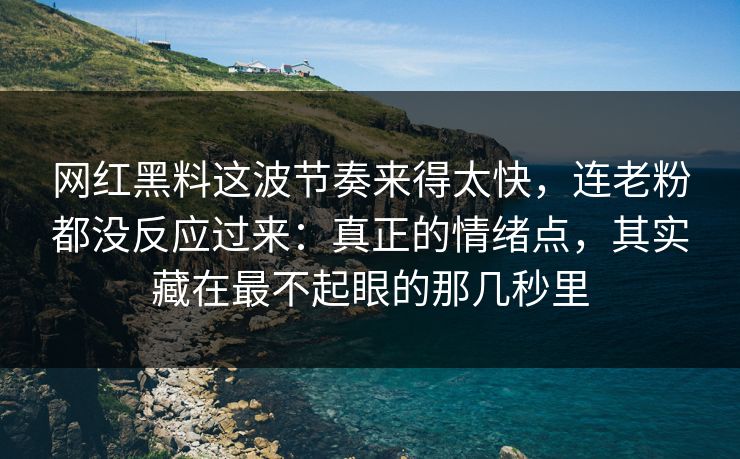 网红黑料这波节奏来得太快,连老粉都没反应过来:真正的情绪点,其实藏在最不起眼的那几秒里 网红黑料这波节奏来得太快,连老粉都没反应过来:真正的情绪点,其实藏在最不起眼的那几秒里